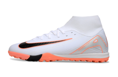 Men's Nike Air Zoom Mercurial Superfly 10 Academy TF Artificial Turf High-Tops Football Shoes - White/Black/Orange/Silver