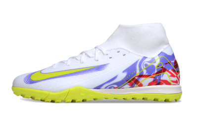 Men's Nike Air Zoom Mercurial Superfly 10 Academy TF Artificial Turf High-Tops Football Shoes - White/Purple/Yellow/Red