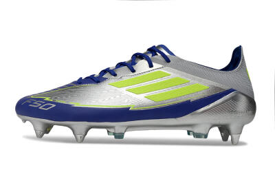 Men's Adidas F50 Elite SG Soft Ground Low-Tops Football Boots - Silver/Yellow/Blue