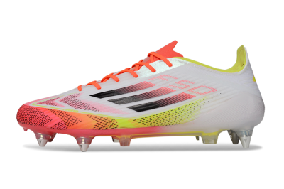Men's Adidas F50 Elite SG Soft Ground Low-Tops Football Boots - White/Red/Yellow
