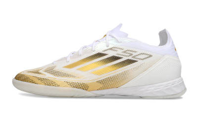 Men's Adidas F50 Pro IC Indoor & Futsal Low-Tops Football Shoes - White/Black/Gold