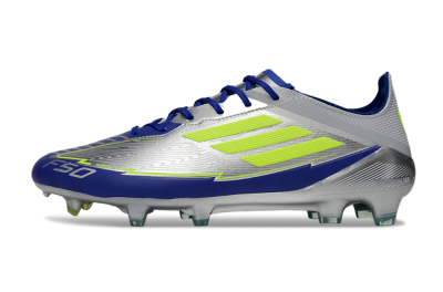 Men's Messi x Adidas F50 Elite FG Firm Ground Low-Tops Football Boots - Silver/Yellow/Blue
