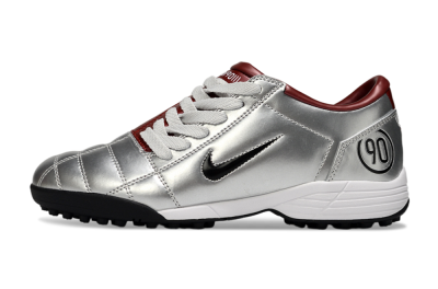 Unisex Nike Total 90 II TF Artificial Turf Low-Tops Football Shoes - Silver/Black/Red