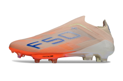 Men's Adidas F50+ Elite Laceless FG Firm Ground Low-Tops Football Boots - Pink/Orange/Blue