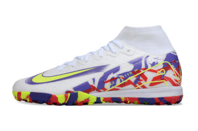 Unisex Nike Air Zoom Mercurial Superfly 10 Elite TF Artificial Turf High-Tops Football Shoes - White/Yellow/Purple/Red