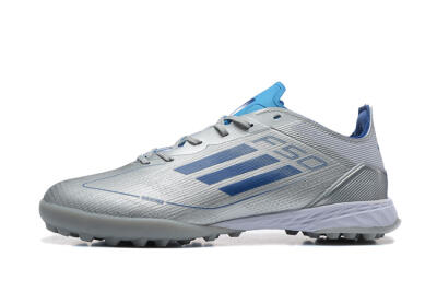 Men's Adidas F50 Pro TF Artificial Turf Low-Tops Football Shoes - Silver/Blue/White