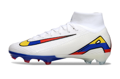 Unisex Nike Air Zoom Mercurial Superfly 10 Elite FG Firm Ground High-Tops Football Boots - White/Yellow/Blue/Red