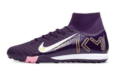 Unisex Nike Air Zoom Mercurial Superfly 10 Elite TF Artificial Turf High-Tops Football Shoes - Purple/White/Gold