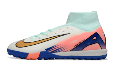 Men's Nike Air Zoom Mercurial Superfly 10 Elite TF Artificial Turf High-Tops Football Shoes - Jade/Gold/Blue