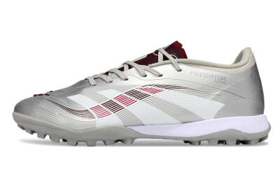 Men's Adidas Predator 25 Elite TF Artificial Turf Low-Tops Football Shoes - Silver/Red/White