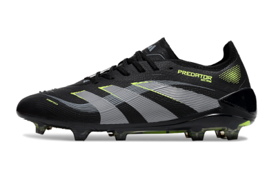 Unisex Adidas Predator 25 Elite FG Firm Ground Low-Tops Football Boots - Black/Silver/Yellow