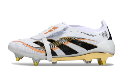 Men's Adidas Predator 25 Elite Foldover Tongue SG Soft Ground Low-Tops Football Boots - White/Black/Gold