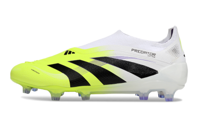 Men's Adidas Predator 25 Elite Laceless FG Firm Ground Low-Tops Football Boots - Yellow/White/Black