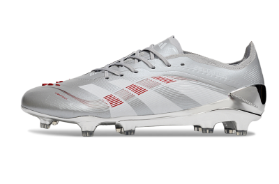 Men's Adidas Predator 25 Elite FG Firm Ground Low-Tops Football Boots - Silver/Red