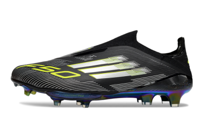 Men's Adidas F50+ Elite Lightstrike Pro Laceless FG Firm Ground Low-Tops Football Boots - Black/Silver/Gold