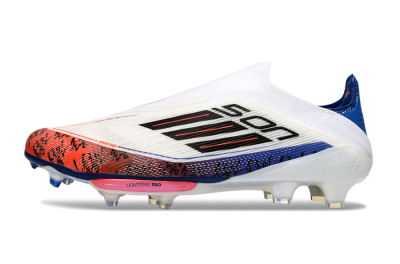 Men's Son x Adidas F50+ Elite Lightstrike Pro Laceless FG Firm Ground Low-Tops Football Boots - White/Black/Blue