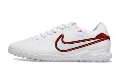 Men's Nike Tiempo Legend 10 Pro TF Artificial Turf Low-Tops Football Shoes - White/Red