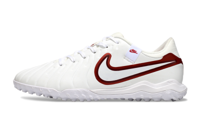 Men's Nike Tiempo Legend 10 Academy TF Artificial Turf Low-Tops Football Shoes - White/Red