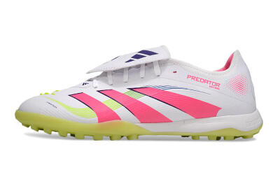 Men's Adidas Predator 25 Elite Foldover Tongue TF Artificial Turf Low-Tops Football Shoes - White/Pink/Yellow