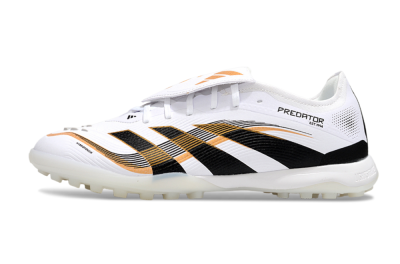 Men's Adidas Predator 25 Elite Foldover Tongue TF Artificial Turf Low-Tops Football Shoes - White/Black/Gold