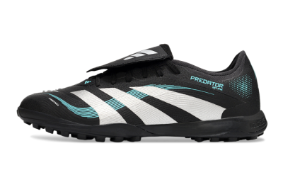 Men's Adidas Predator 25 Elite Laceless Foldover Tongue TF Artificial Turf Low-Tops Football Shoes - Black/White/Jade
