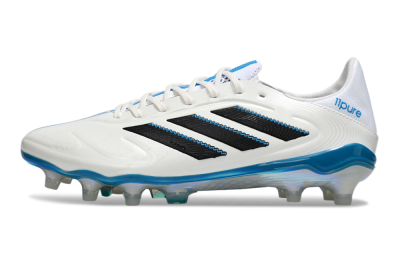 Men's Adidas Copa Pure 3 Elite FG Firm Ground Low-Tops Football Boots - White/Black/Blue