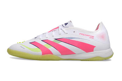 Men's Adidas Predator 25 Elite IC Indoor & Futsal Low-Tops Football Shoes - White/Pink/Yellow