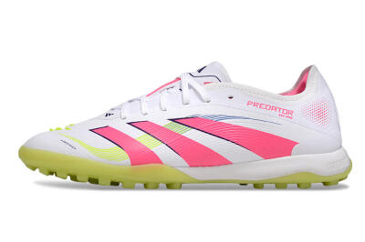 Men's Adidas Predator 25 Elite TF Artificial Turf Low-Tops Football Shoes - White/Pink/Yellow