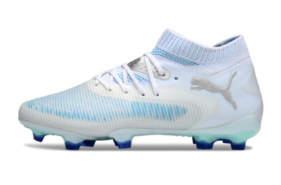 Men's Puma Future 8 Ultimate FG Firm Ground Low-Tops Football Boots - White/Blue/Silver