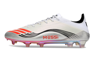 Men's Messi x Adidas Predator 25 Elite FG Firm Ground Low-Tops Football Boots - Silver/Black/Red
