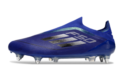 Men's Adidas F50 Elite Laceless SG Soft Ground Low-Tops Football Boots - Blue/Silver/Black