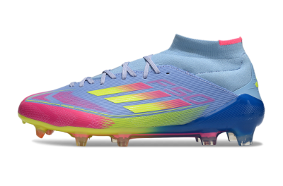 Men's Adidas F50 Elite Mid FG Firm Ground High-Tops Football Boots - Jade/Yellow/Pink