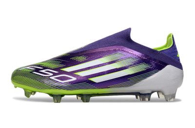 Men's Adidas F50 Elite Laceless FG Firm Ground Low-Tops Football Boots - Purple/White/Yellow