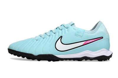 Men's Nike Tiempo Legend 10 Pro TF Artificial Turf Low-Tops Football Shoes - Jade/White/Pink