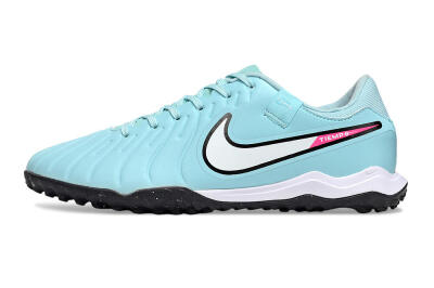 Men's Nike Tiempo Legend 10 Academy TF Artificial Turf Low-Tops Football Shoes - Jade/White/Pink