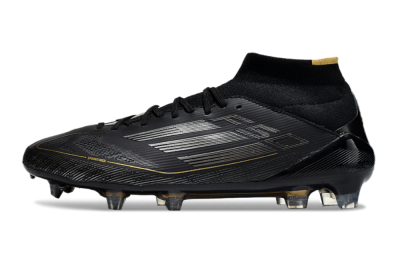 Men's Adidas F50 Elite Mid FG Firm Ground High-Tops Football Boots - Black/Silver/Gold