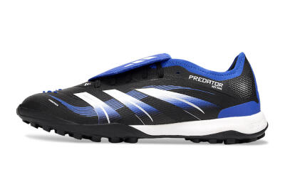 Men's Adidas Predator 25 Elite Foldover Tongue TF Artificial Turf Low-Tops Football Shoes - Black/Blue/White