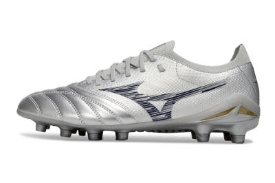 Men's Mizuno Morelia Neo 4 Bate FG Firm Ground Low-Tops Football Boots - Silver/Black