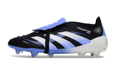 Unisex Adidas Predator 25 Elite Foldover Tongue FG Firm Ground Low-Tops Football Boots - Black/White/Blue