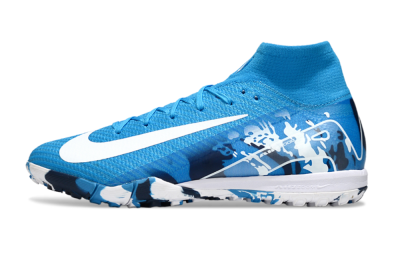 Unisex Nike Air Zoom Mercurial Superfly 10 Elite TF Artificial Turf High-Tops Football Shoes - Blue/White