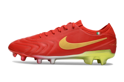 Men's Nike Tiempo Legend 10 Elite FG Firm Ground Low-Tops Football Boots - Red/Gold/Yellow