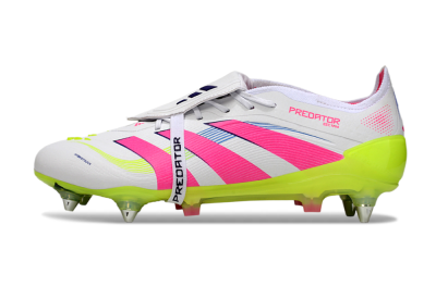 Men's Adidas Predator 25 Elite Foldover Tongue SG Soft Ground Low-Tops Football Boots - White/Pink/Yellow