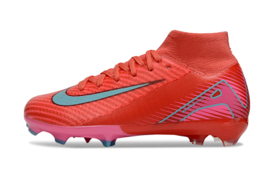 Kids Nike Air Zoom Mercurial Superfly 10 Elite FG Firm Ground High-Tops Football Boots - Red/Jade/Pink