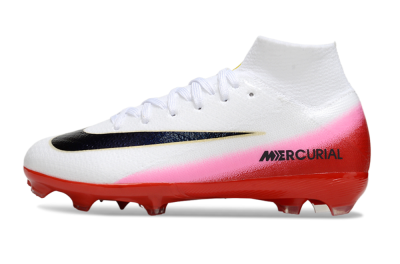 Kids Nike Air Zoom Mercurial Superfly 10 Elite FG Firm Ground High-Tops Football Boots - White/Black/Red