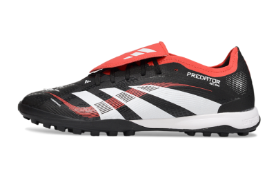 Men's Adidas Predator Elite Foldover Tongue TF Artificial Turf Low-Tops Football Shoes - Black/White/Red
