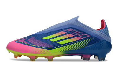 Unisex Adidas F50 Elite Laceless FG Firm Ground Low-Tops Football Boots - Blue/Yellow/Pink