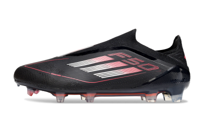 Men's Adidas F50 Elite Laceless FG Firm Ground Low-Tops Football Boots - Black/Silver/Red