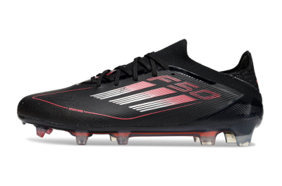 Men's Adidas F50 Elite FG Firm Ground Low-Tops Football Boots - Black/Silver/Red