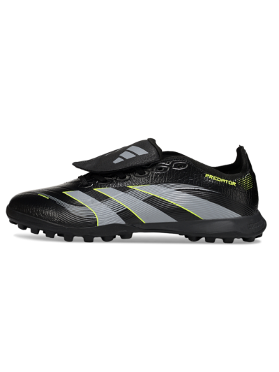 Unisex Adidas Predator 25 Elite Foldover Tongue TF Artificial Turf Low-Tops Football Shoes - Black/Grey/Yellow