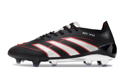 Men's Adidas Predator 25 Elite FG Firm Ground Low-Tops Football Boots - Black/Silver/Red